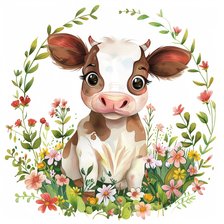 Cross stitch pattern: Cute Spring Animals - Cow