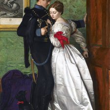 Cross stitch pattern: The Black Brunswicker by  John Everett Millais