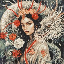 Cross stitch pattern: The Girl and The Dragon