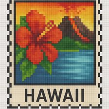 Cross stitch pattern: 80x120 stitches, DMC, 20 colors, Diffusion: 0% hawaii