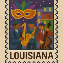 Cross stitch pattern: 80x120 stitches, DMC, 25 colors, Diffusion: 0% lousiana
