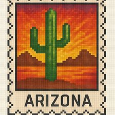 Cross stitch pattern: 80x120 stitches, DMC, 20 colors, Diffusion: 0% arızona