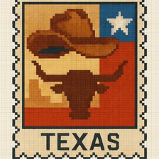 Cross stitch pattern: 80x120 stitches, DMC, 25 colors, Diffusion: 0% teksas