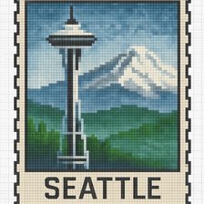 Cross stitch pattern: 80x120 stitches, DMC, 30 colors, Diffusion: 0% seattle