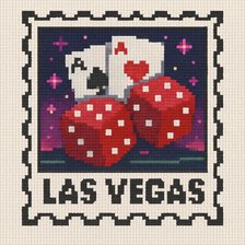 Cross stitch pattern: 100x100 stitches, DMC, 30 colors, Diffusion: 0% las vegas