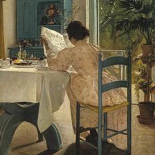 Cross stitch pattern: At Breakfast (1898)