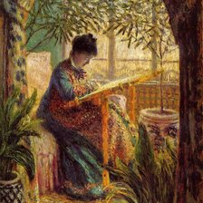 Cross stitch pattern: Camille au métier - Claude Monet