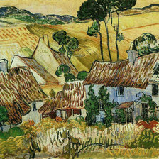 Cross stitch pattern: Chaumes de Cordeville à Auvers-sur-Oise by van gogh