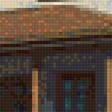 Preview of cross stitch pattern: Rumah dan kolam ikan berserta anak di bawah gunung
