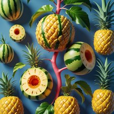 Cross stitch pattern: Perkawinan silang buah semangka dan nanas