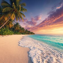 Cross stitch pattern: A serene tropical beach with crystal clear turquoise water
