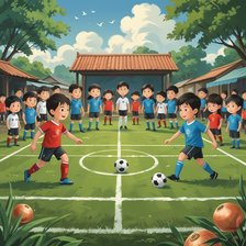 Cross stitch pattern: the mini soccer sports team between the red onion school and the