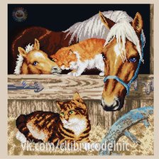 Cross stitch pattern: Horse in stables